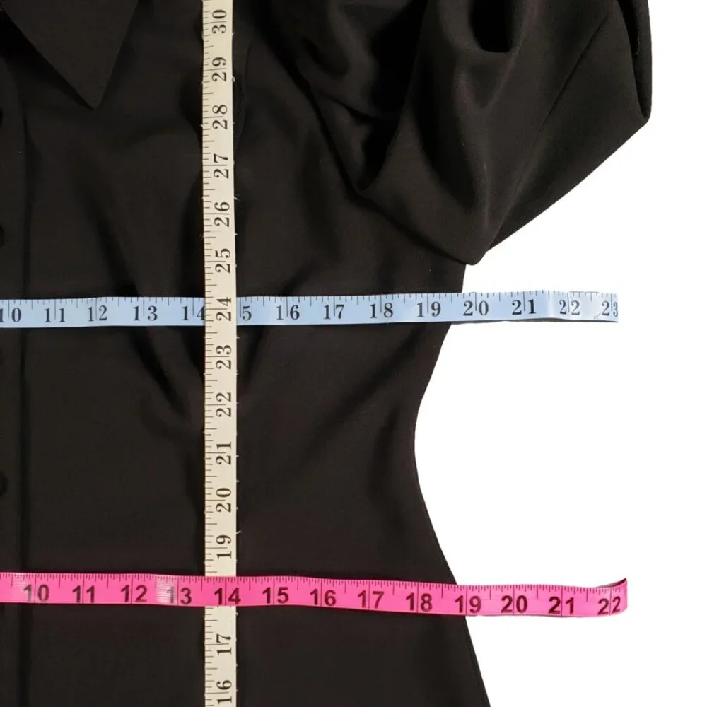 Calvin Klein Women’s Black Puff Sleeve Shirt Dress Size 12 - Picture 12 of 12
